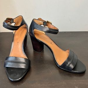 SOLD New Banana Republic Black Leather Stappy Black Heel Sandals -Size 8